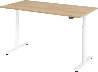 bümö® smarter Schreibtisch Serie-XDLR elektrisch höhenverstellbar mit App-Steuerung 160 x 80 cm in Eiche / Weiß