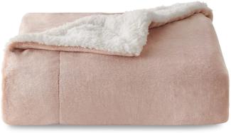 BEDSURE Decke Sofa Kuscheldecke Rosa - warm Sherpa Sofaüberwurf Decke, Dicke Sofadecke Couchdecke, 150x200 cm XL Flauschige Wohndecke für Couch