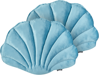 Dekokissen Muschelform Samtstoff hellblau 47 x 35 cm 2er Set CONSOLIDA