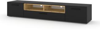 TV-Schrank ANETTE Kommode 198 cm schwarz matt Artisan Eiche