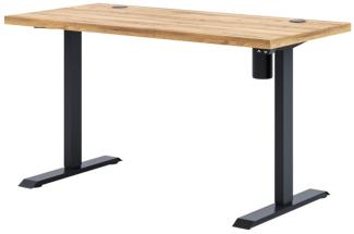 Verstellbarer Tisch LARGE, 135x65x73-123, Eiche golden/schwarz
