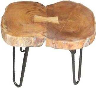 Casa Padrino Beistelltisch Akazien Holz / Eisen 55 - 70 cm - Industrial Möbel Hocker Tisch