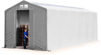 Zelthalle 6x12m Lagerzelt Industriezelt 3,6m Seitenhöhe PVC Plane 850 N mit Oberlicht grau 100% wasserdicht mit Schiebetor