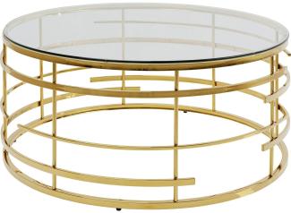 Kare Design Couchtisch Jupiter, runder moderner Wohnzimmertisch mit Glasplatte, großer Sofatisch, Beistelltisch, gold, (H/B/T) 40x100x100cm