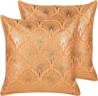 Baumwollkissen mit geometrischem Muster in Orange 45 x 45 cm 2er Set HOYA