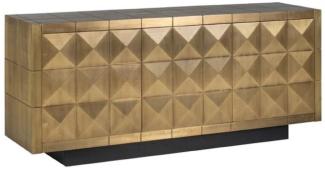 Casa Padrino Luxus Sideboard Gold / Schwarz 180 x 45 x H. 77 cm - Massivholz Schrank mit 3 Türen - Wohnzimmer Möbel - Esszimmer Möbel - Luxus Möbel - Luxus Einrichtung
