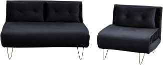 Sofa Set Samtstoff schwarz 3-Sitzer VESTFOLD