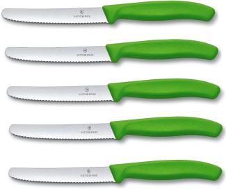 Victorinox Tafelmesser Tomatenmesser Brötchenmesser Set 5-teilig Swiss Classic (Grün)