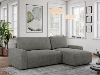 Ecksofa L-form, mit Schlaffunktion und Bettkasten - ARGOS - Grau Stoff