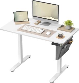 Songmics Schreibtisch mit Stoff-Organizer, elektrisch höhenverstellbar, Memory-Funktion für 4 Höhen, Holz wolkenweiß, 60 x 110 x (72-120) cm