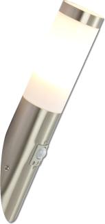 ISOLED Wandleuchte Edelstahl, IP44, PIR Bewegungssensor, warmweiß, inkl. E27 LED Leuchtmittel 9W