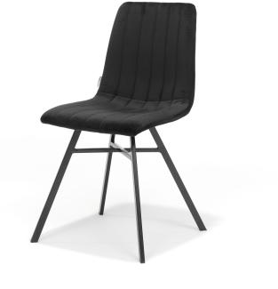 Dex Stuhl mit Stoff Velours Schwarz und Fußgestell Metall Schwarz