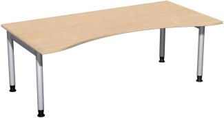Schreibtisch '4 Fuß Pro' höhenverstellbar, 200x100cm, Buche / Silber