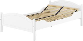 Einzelbett Kiefer weiß 120x200 Bettrahmen Singlebett Zubehör wählbar V-60.30W-12Federholzrahmen inkl.