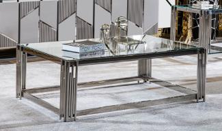 Casa Padrino Luxus Couchtisch Silber 120 x 80 x H. 45 cm - Rechteckiger Wohnzimmertisch mit Glasplatte - Luxus Wohnzimmer Möbel - Luxus Hotel Möbel