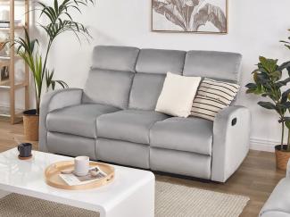 3-Sitzer Sofa Samtstoff hellgrau manuell verstellbar VERDAL