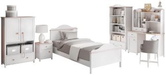 Mirjan24 'Luna III' 5-tlg. Kinderzimmer-Set, weiß, aus Bett 90x200 cm, Kommode, Standregal, Schreibtisch und Nachtkommode
