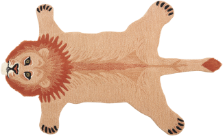 Kinderteppich Wolle beige 100 x 160 cm Löwenmotiv MUFASA
