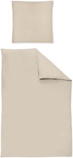 Irisette Mako-Satin uni Bettwäsche Set uni Paris 8000 beige 135 x 200 cm + 1 x Kissenbezug 80 x 80 cm