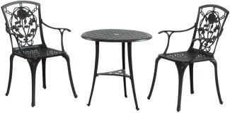 Inko Bistro-Set Rose Alu-Guss Tisch Ø 66 cm Stühle mit Armlehnen 2 Farben zur Wahl bronze