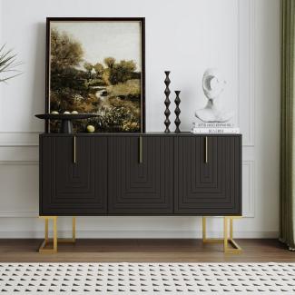 Merax Sideboard mit 3 Türen und verstellbaren Einlegeböden, Kommode mit Metallsockel, Anrichte, Buffet, TV-Schrank