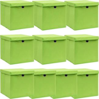 Aufbewahrungsboxen mit Deckel 10 Stk. Grün 32×32×32 cm Stoff