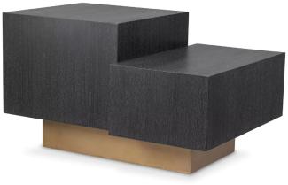 Casa Padrino Luxus Beistelltisch Schwarzgrau / Messingfarben 70,5 x 50 x H. 40,5 cm - Moderner Wohnzimmer Tisch - Luxus Designer Möbel