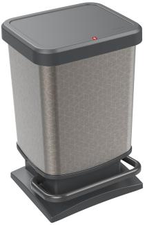 Rotho Paso Mülleimer 20l mit Pedal und Deckel, Kunststoff (PP) BPA-frei, silber hexagon, 20l (29,3 x 26,6 x 45,7 cm)