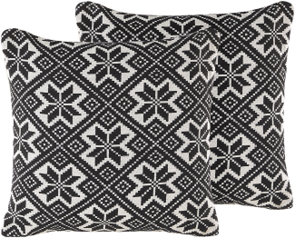 Dekokissen geometrisches Muster schwarz creme 45 x 45 cm 2er Set BESKOZ
