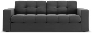 Micadoni 2-Sitzer Samtstoff Sofa Justin | Bezug Grey | Beinfarbe Black Plastic