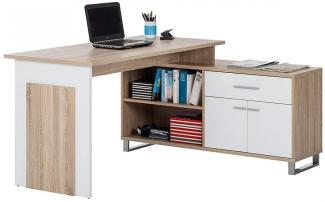'Manager' Schreibtisch-Kombination, Weiß/ Natur, 140 x 76 x 130 cm