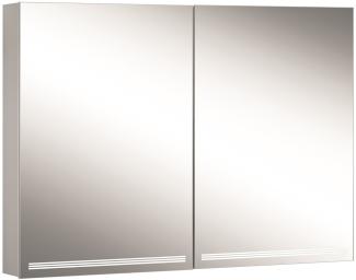 Schneider GRACELINE LED Lichtspiegelschrank, 2 Doppelspiegeltüren, 100x70x12cm, 116. 500, Ausführung: CH-Norm/Korpus silber eloxiert - 116. 500. 01. 50