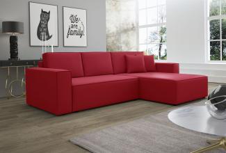 Ecksofa Schlafsofa Sofa CONOR PREMIUM Kunstleder Soft Rot Ottomane Rechts