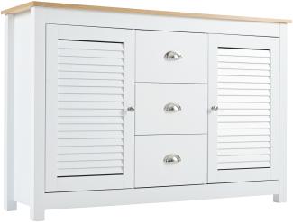 Merax Klassische Kommode, Sideboard mit 2 Türen und 3 Schubladen, Lackierte MDF, Kommode mit Metallgriffen - Maße: B120/H80/T35 cm