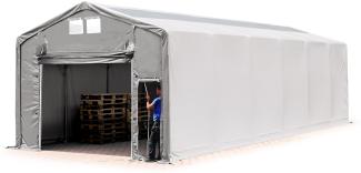 Zelthalle 6x12m Lagerzelt Industriezelt 3m Seitenhöhe PVC Plane 850 N mit Oberlicht grau 100% wasserdicht mit Hochziehtor