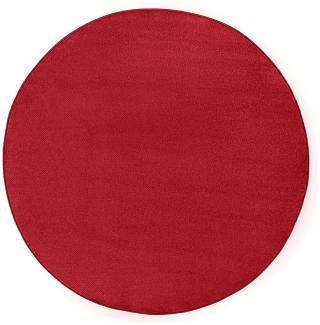 Runder Kurzflor Teppich Uni Fancy rund - rot - 200 cm Durchmesser