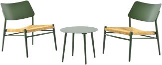 Merax Gartenmöbel-Set 2-Sitzer, Sitzgarnitur aus Aluminium, Kissen aus PE-Rattan-Stroh, UV-Schutz, wasserdicht , Grün