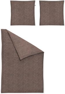 Irisette Flausch-Cotton Bettwäsche Set Mink 8835 schoko 155 x 200 cm + 1 x Kissenbezug 80 x 80 cm
