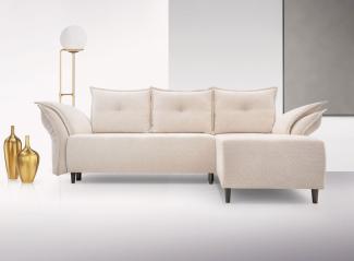 Ecksofa Eckcouch Napoli Raven 22 Creme Ottomane rechts