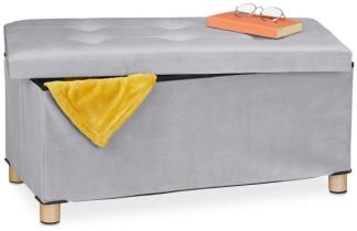 Relaxdays Sitzbank mit Stauraum, bis 120 kg, faltbar, hellgrau, 34x76x38 cm