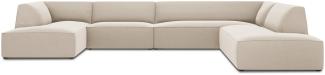 Micadoni 7-Sitzer Samtstoff Panorama Ecke rechts Sofa Ruby | Bezug Beige | Beinfarbe Black Plastic