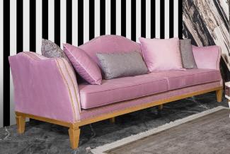 Casa Padrino Luxus Barock Sofa Rosa / Gold - Elegantes Barockstil Wohnzimmer Sofa - Handgefertigte Barock Wohnzimmer Möbel