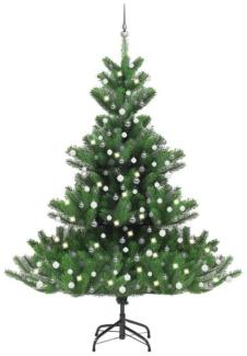 vidaXL Künstlicher Weihnachtsbaum Nordmann LED & Kugeln Grün 240 cm, Mit Beleuchtung [3077734]