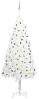 vidaXL Künstlicher Weihnachtsbaum mit LEDs & Kugeln Weiß 240 cm, Mit Beleuchtung [3077722]