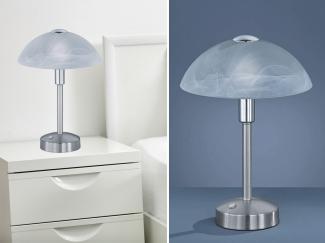 Tischleuchte Nachttischleuchte Lampe Leuchte LED DONNA weiß/nickel matt Touch Sensor ON/OFF