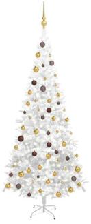 vidaXL Künstlicher Weihnachtsbaum mit LEDs & Schmuck L 240 cm Weiß
