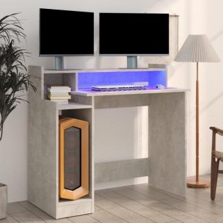 Schreibtisch mit LEDs Betongrau 97x45x90 cm Holzwerkstoff