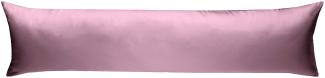 Mako-Satin Baumwollsatin Bettwäsche Uni einfarbig zum Kombinieren (Seitenschläferkissen Bezug 40 x 200 cm, rosa)