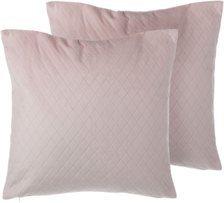 Dekokissen Rautenmuster Samtstoff rosa 45 x 45 cm 2er Set PASQUE