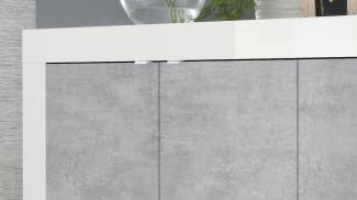 Sideboard 'BASIC', weiß Hochglanz lack Beton, 207 cm